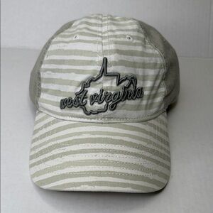 Striped Gray and White West Virginia Cap